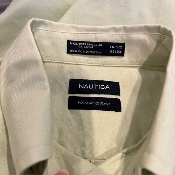 Nautica Men's Vintage Oxford Light Green Button Down Shirt Size 16 1/2 32-33 - Picture 5 of 9